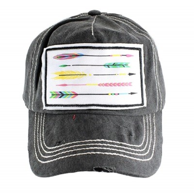 Adjustable Aztec Feather Arrow Vintage Distressed s Hat Cap Black Gray  eb-45831472